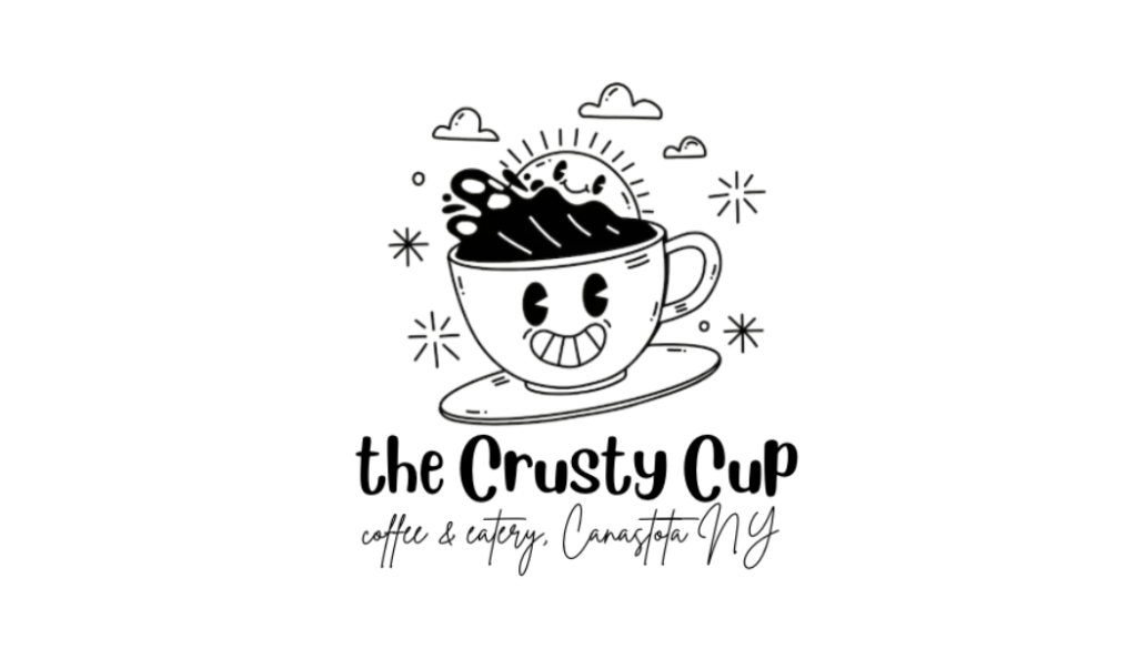 the Crusty Cup Logo. Coffee & Eatery, Canastota, NY
